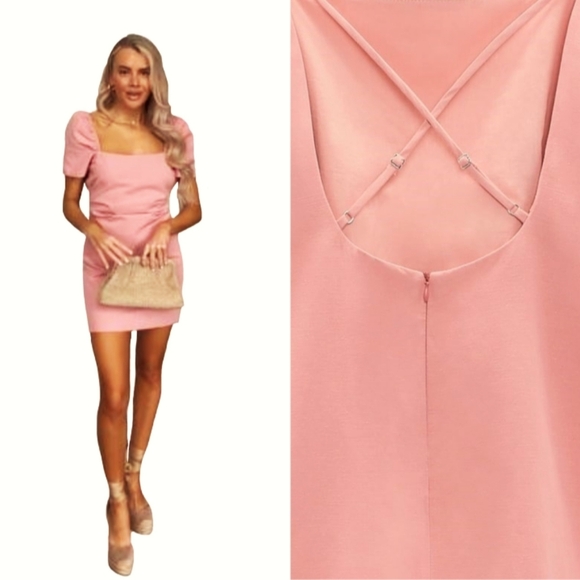 NWT Zara Linen Blend Barbie Pink Mini Dress XL XXL - Picture 10 of 10